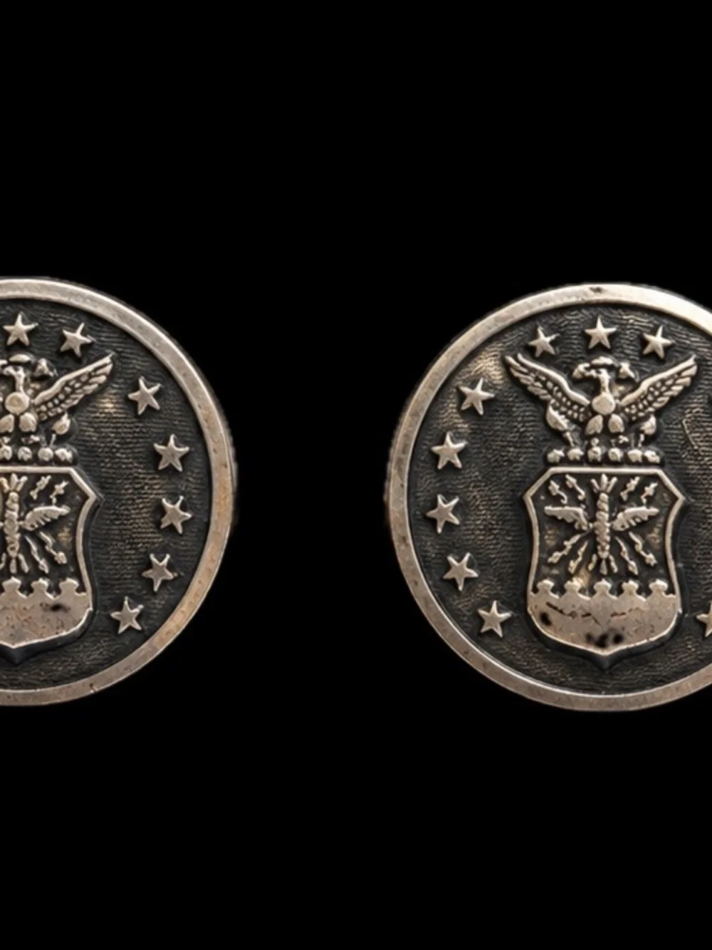 Vintage U.S. Air Force Button Cufflinks – Silver Plate Over Brass – Post WWII US